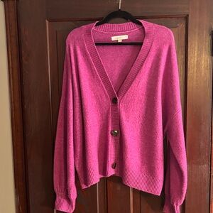 LOFT Vibrant Pink Cardigan Sweater - XL